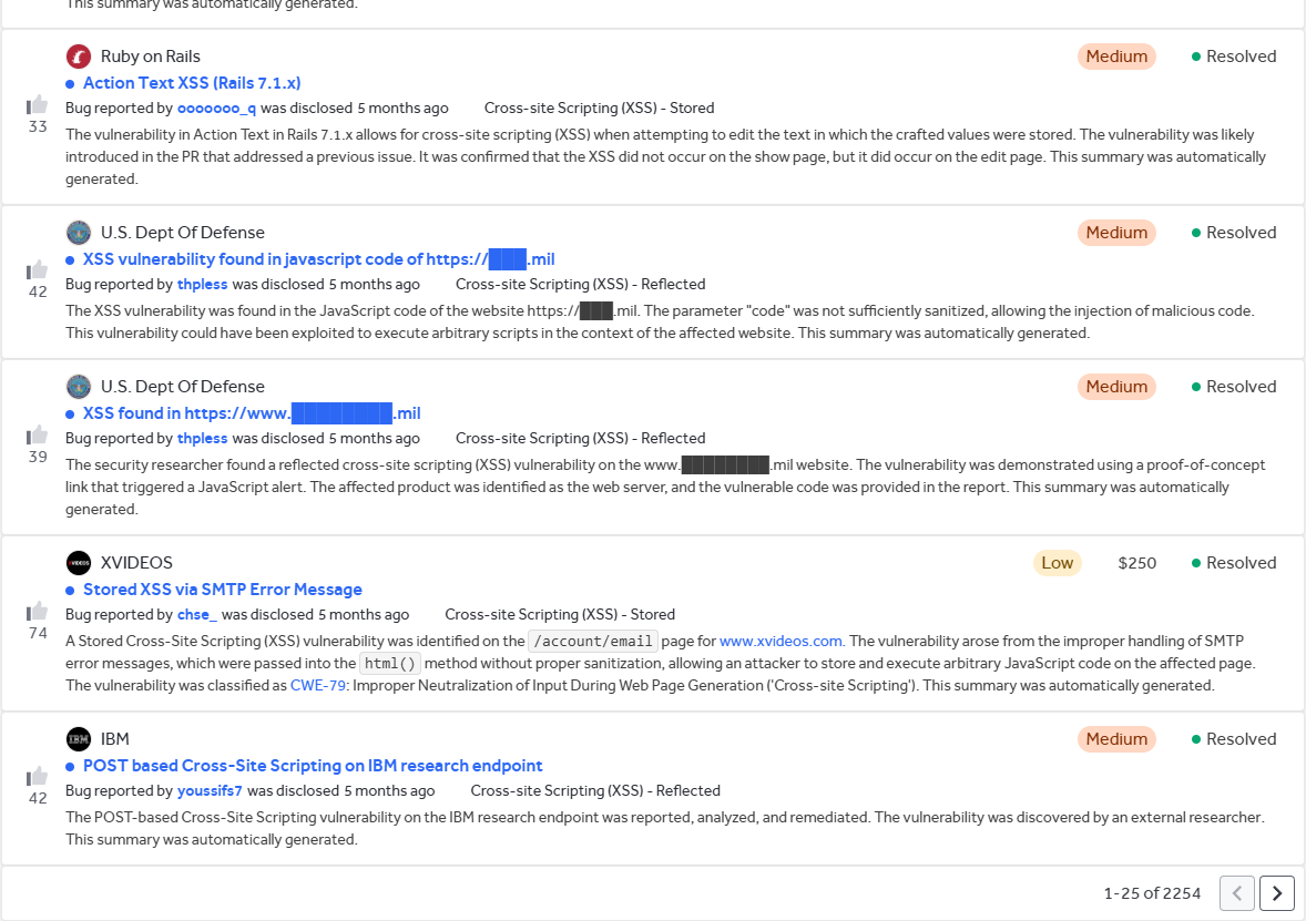 XSS search on HackerOne